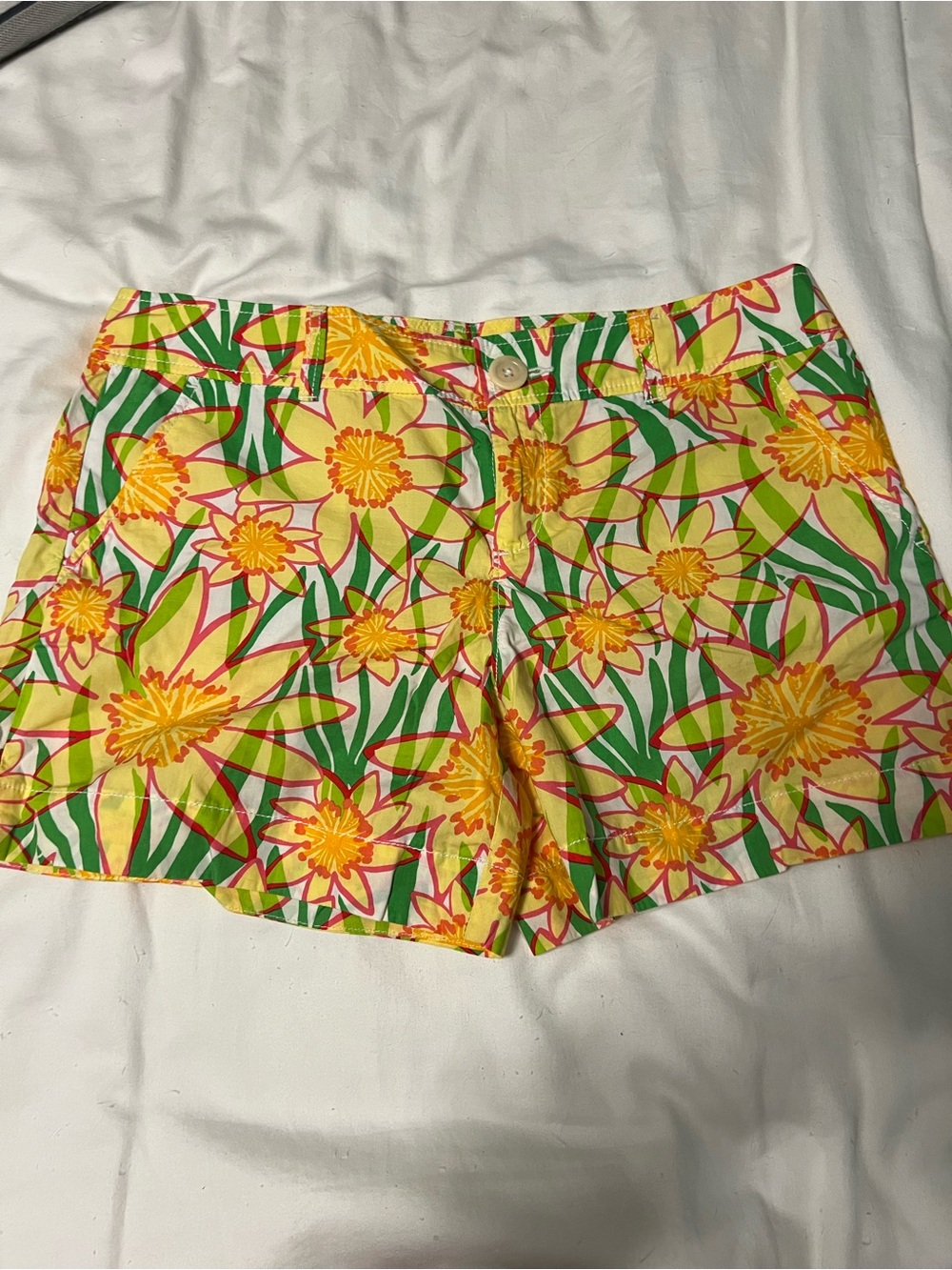 Lilly Pulitzer Yellow, Green Floral Print Shorts